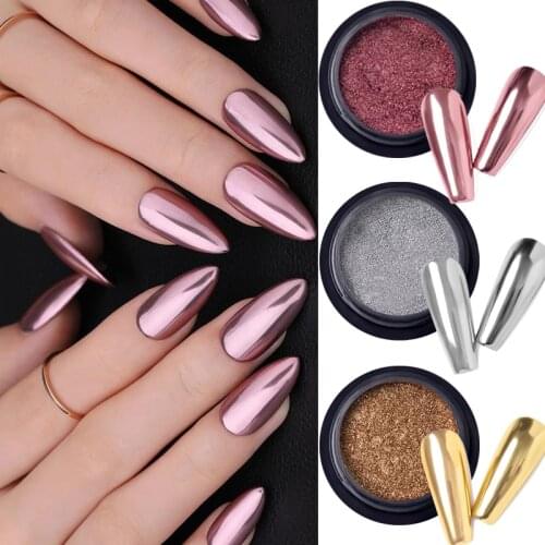 Rose Gold Bubble Mirror Powder Metallic Nail Glitter Holographics Chrome Dust Sparkling Flakes Pigment Nails Decorations