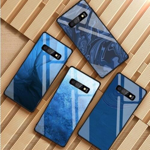 Blue art Tempered Glass Phone Case For Samsung Galaxy S8 S9 S10 S20 PLUS J6 J8 2018 NOTE 8 9 10 Cover Shell