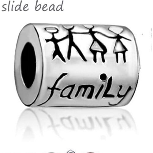 Slide beads family charm Fit Pandora charm bracelet Christmas gifts beads for jewelry making