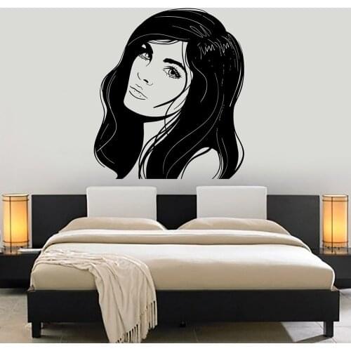 Beauty Salon Wall Decal Fashion Girl Woman With Beautiful Hair Vinyl Wall Sticker for Beauty Salon Bedroom Decor Poster C905