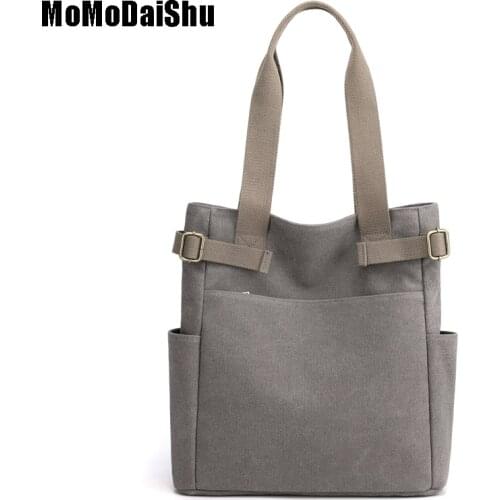 2021 Women Canvas Thick and Large Capacity Tote Ladies Casual Shoulder Bag Foldable Reusable Shopping Bags Beach Bag Female