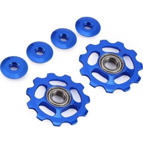 2pcs 11T Ultralight MTB Aluminum Alloy Bike Bearing Jockey Wheel Rear Derailleur Pulleys Outdoor Bicycle Parts with 4 Colors