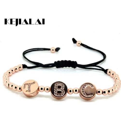 Gorgeous 24K 4mm Ball Beads & Pave Setting CZ TBC Letter Bead Braiding Men and Women Anil Arjandas Macrame Bracelet