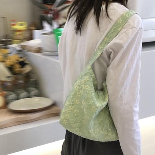 Vintage Womens Shoulder Bag Jacquard Fabric Ladies Small Tote Purse Handbags Girl Underarm Bags Female Retro Flower Shopper Bag