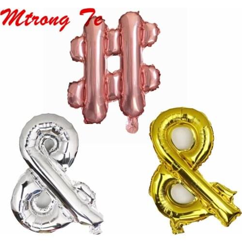 50pcs 18inch Rose Gold Hashtag Balloon # Balloon Happy New Year Wedding Birthday Party Balloon Mylar Foil Letter Balloons Globos