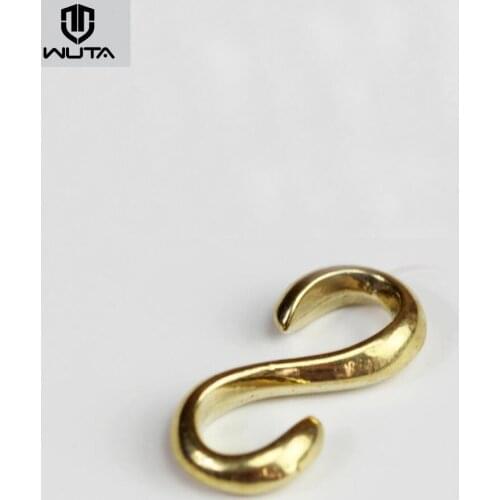 WUTA Solid Brass Key Ring Belt S Shape Hook Wallet Key Chain Vintage Fob Clip Biker Leather Craft Hardware Pack of 2/5/10 pcs