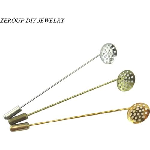 ZEROUP 5pcs Platinum Brooch Pin Base Sharp Tip with Stopper Brooch Pins Jewelry Findings Accessories Length: 80mm,diameter: 14mm