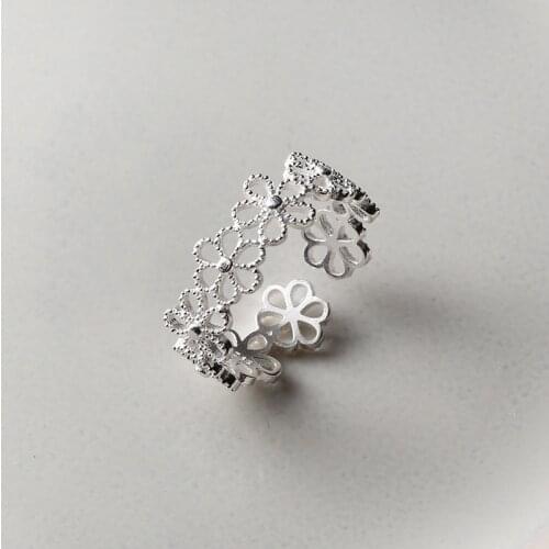 Elegant Real 925 Sterling Silver Flower Ring For Woman Wedding Accessories, Sweet Plant Woman Finger Rings Fine Jewelry
