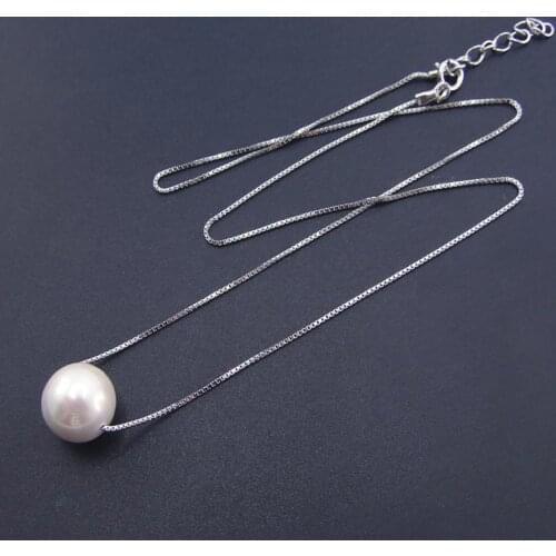 Simple Design 925 Sterling Silver Natural Freshwater Pearl Womens Pendant Necklace For Gift