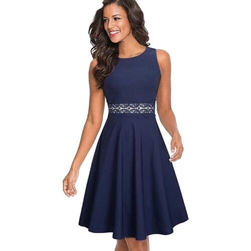 Fashion Forever Vintage Elegant Embroidery Floral Lace Patchwork vestidos A-Line Pinup Business Women Party Flare Swing Dress