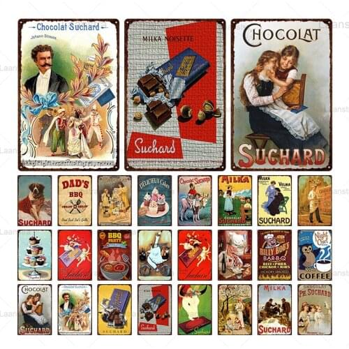 Tin Signs Chocolate & Coffee Vintage Poster Metal Dessert Sign Wall Art Decor For Chocolate Shop Cafe BBQ Bar Pub Iron Plate