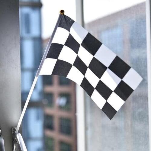 10PCS Checkered Flags Racing Polyester Flags Black And White Flag For Racing Party Sport Events 14*21CM Sports Car Flag Decorati
