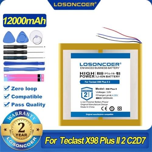 100% Original LOSONCOER 12000mAh Tablet Battery For Teclast X98 Plus II 2 Tablet PC 3 Lines C2D7 2879127