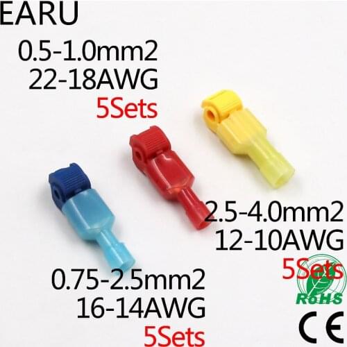 30PCS(15set) Wire Cable Connectors Terminals Crimp Scotch Lock Quick Splice Electrical Car Audio 22-10AWG 0.5mm-6mm Kit Tool Set