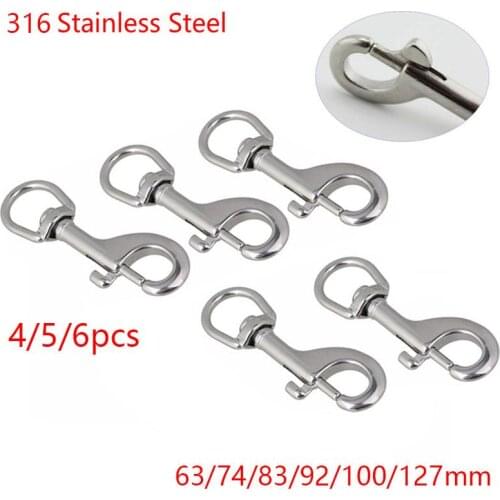 6/5/4PCS 316 Stainless Steel Swivel Diving Clamps Snap 66/73/84/92/100/127mm Swivel Hook Single Ended Bolt Hook Buckle