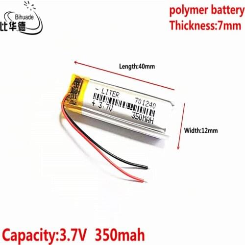 Liter energy battery 3.7V 350MAH 701240 Lithium Polymer LiPo Rechargeable Battery For Mp3 headphone PAD DVD bluetooth camera