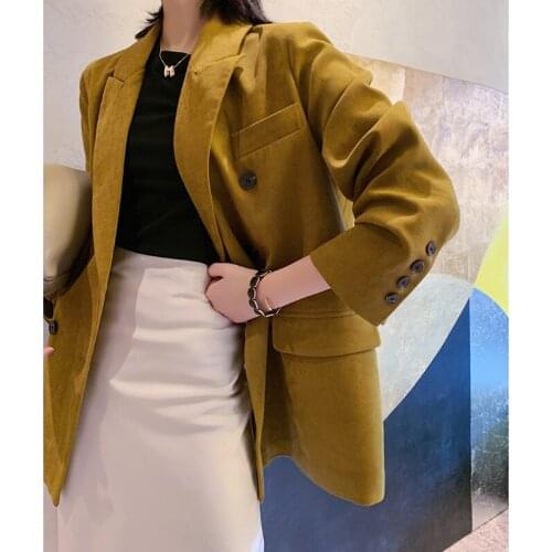 Kiesza Lyte Women Blazer Long Sleeve Double Breasted Jacket New Fashion Casual Lady Office Outwear Suit Jackets 2020 Autumn