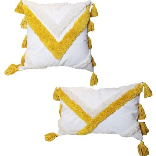 Tasseled Cushion Covers Bohemian Decorative Throw Pillow Case Pillowcases for Couch Livingroom Sofa Bed with Invisible Zipper