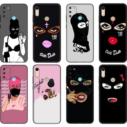 Black tpu Case For Huawei Honor 8a Prime 8s Prime 9 Lite honor 9A 9C 9X Premium 9x Pro 9S Case Masked Goon Thug Life Teared Girl