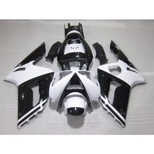 Black white complete aftermarket Body Kits For Kawasaki ZX6R 2003 2004 ZX 6R Injection ABS Fairings Motorcycle Fairing Kit