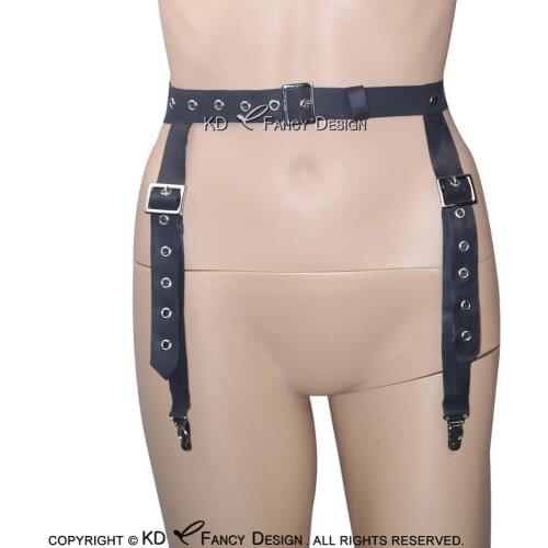 Black Sexy Latex Suspenders Rubber Garters SEX-0019