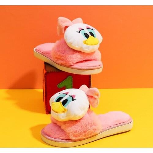 Cartoon Plush Kids Slippers Soft Sole Animal Fur Slippers For Girls Boys Winter Warm Indoor Baby Home Shoes Kids Casual Slippers