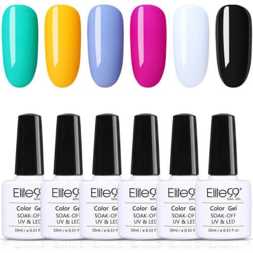 Elite99 6 Pieces/lot Gel Nail Polish Set 10ml Soak Off Summer Color Gel Varnish Glitter Nails Gel Cat Eye Nail Art Gel Polish