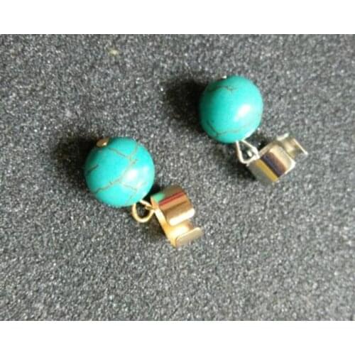 EY232 2018 fashion Vintage Blue stone Geometric Round No ear hole ear clip elegant jewelry man and woman Ear clip 1pcs