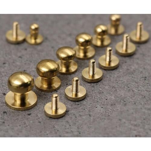 Brass Belt Rivet Wallet Bag Screw Pacifier Nail Head Monk DIY Handmade Leather Craft Key Case Hardware Part