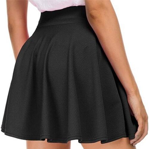 Summer Women Pleated Skirt Casual High Waist A Line Solid Color Short Skirt Female Fashion Skirt All Match Streetwear