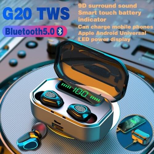 JIETMT G20 TWS Mini Bluetooth Earphones 9D Surround Sound Earpieces Waterproof Sport Earbuds For Works On Smartphones Headphones