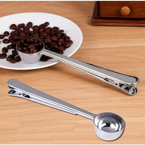 Multifunction Stainless Steel Coffee Scoop with Clip Coffee Tea Measuring Scoop 1Cup Ground Coffee Measuring Scoop Spoons