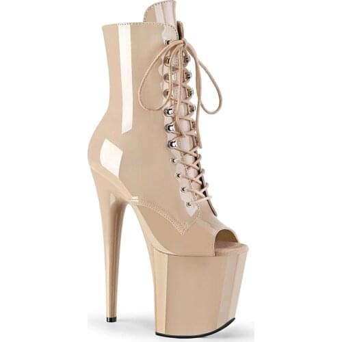 Fashion sexy knight women 8 inch high heels open toe khaki 15-20cm model pole dancing ankle boots