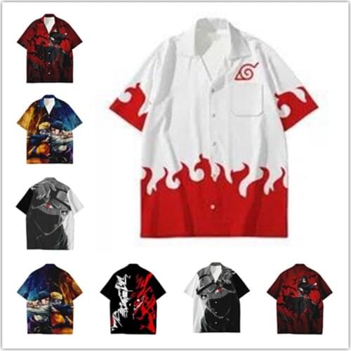 Anime Huoying Ninja Character Logo Shirt Flame 3D Printed Short Sleeve Mens Shirt cosplay