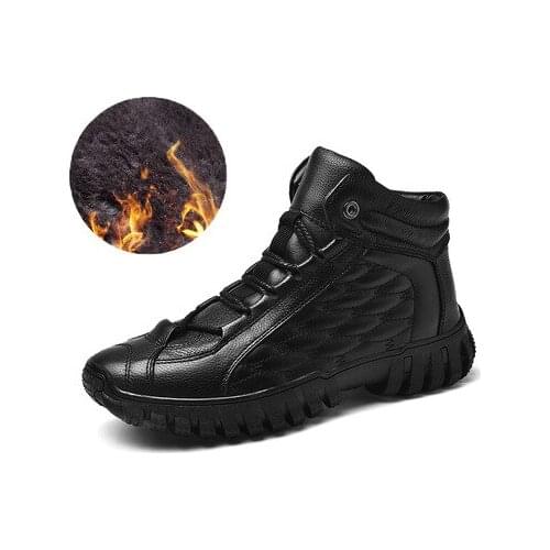 Mens plus velvet warm cotton shoes mens leather casual high-help leather shoes outdoor snow boots Man Loafers Sheos Outdoor