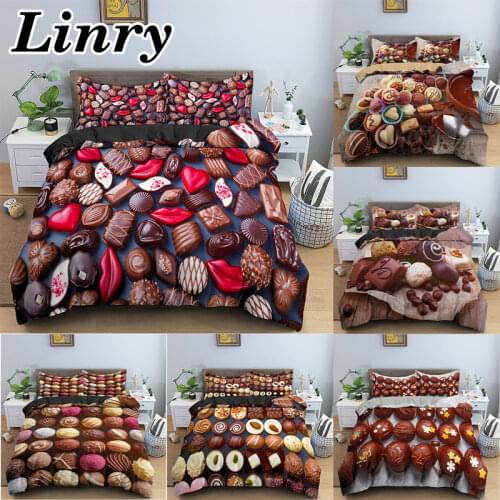 New Arrival Chocolate 3D Bedding Set Delicious Food Luxury Bedding Single Twin Full Queen King Size Duvet Cover Set Dropshipping