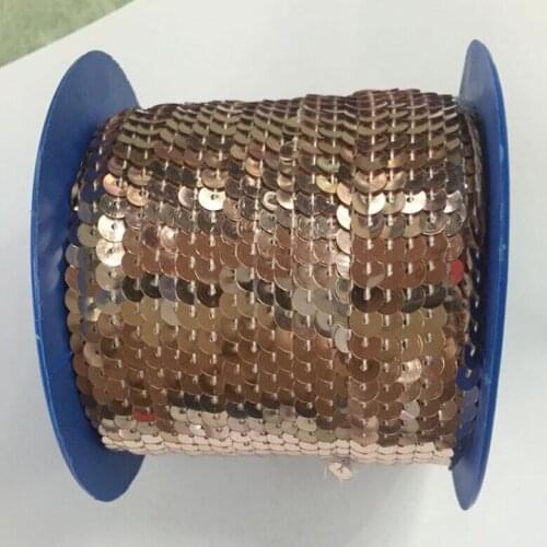 100 Yards 6mm Round Sequins Trim, Sold per Packet of 1 Roll(100 Yards)-Champagne Confetti