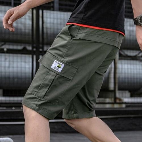Summer New Casual Shorts Men 2021 Fashion Solid Color Multi Pocket Cargo Shorts Mens Loose Cotton Sweatpants Straight Leg Pants