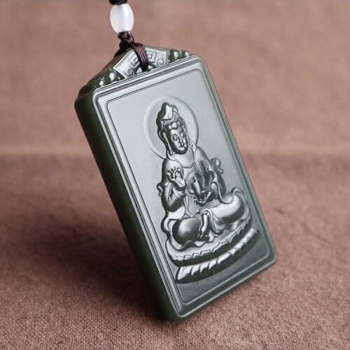Xinjiang Hetian jade sapphire, a fine material sitting on the lotus Guanyin brand pendant hp314