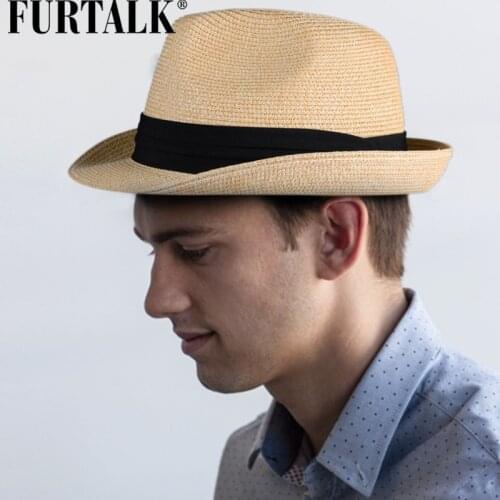 FURTALK Summer Sun Straw Hat for Women Men Panama Hat Casual Straw Cap with Webbing Belt 2021