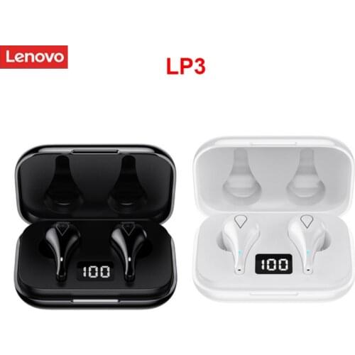 Lenovo LP3 TWS Bluetooth 5.0 Earphones Wireless Waterproof Headsets Low Latency Stereo Sound Headphones with LED Power Display