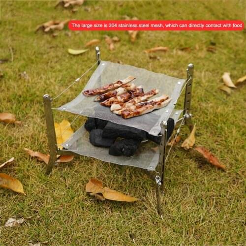 Outdoor Bonfire Rack Camping Wood Stove Foldable Stainless Steel Mesh Firewood Furnace Burn Pit Stand Wood Charcoal Stove