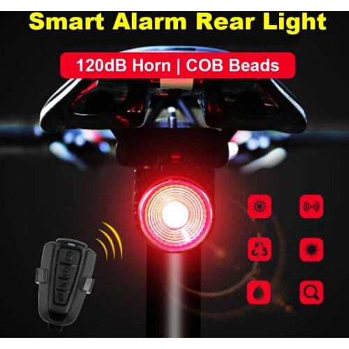 Smart Brake Bike Light Anti-theft Alarm Lock Cycling Taillight Wireless Remote Control MTB Bicycle Rear Light With Wireless Bell