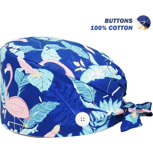 Unisex Surgicals Hats Anime Printing Adjustable Working Nursing Hat Lab Beauty Salon Dentist Clinic Nurse Accessories Scrubs Cap