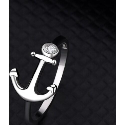 S925 Sterling Silver Ring Female Europe And The United States Simple Arrow Boat Anchor Jewelry Factory Wholesale