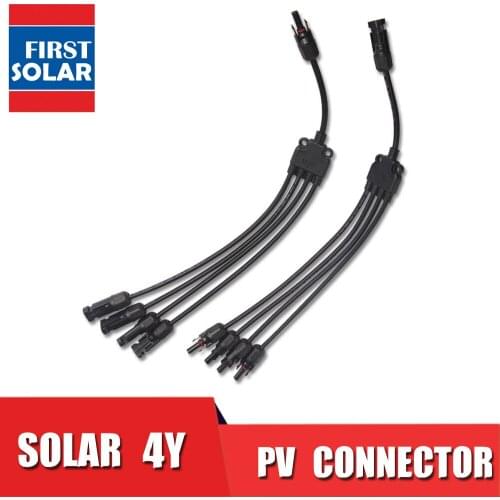 1Pair x PV 4Y Branch parallel connection 30A 1000V Electrical Connector Photovoltaic 4pcs solar Panel Cable Wire Connect