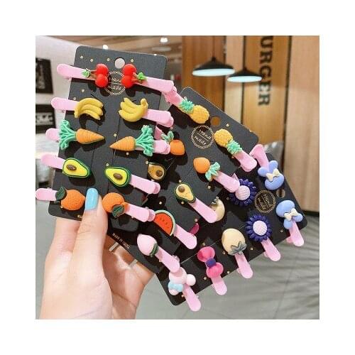 10pcs/lot Girls Cute Cartoon Animal Fruit Colorfur Hairpins Children Sweet Hair Clip Barrettes Kids Fashion Hair Accessories