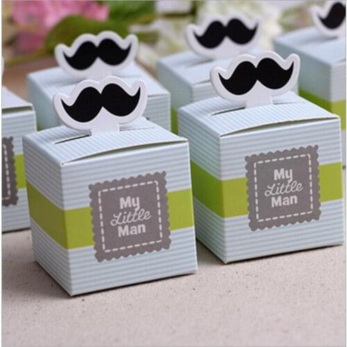 100pcs cheap Lovely "My Little Man" Wedding Favor Creative Candy Box baby shower gift Box