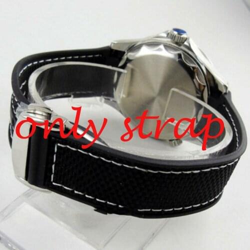 20mm Rubber strap Black Watch Strap Black Polished Metal Clasp Watch Accessories