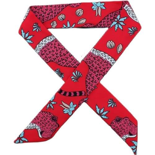 2021 silk hair band fashion print little leopard luxury brand womens scarf turban skinny bag ribbon beach shawl scarf MR14